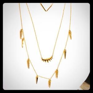 Bauble Bar three strand gold plated necklace